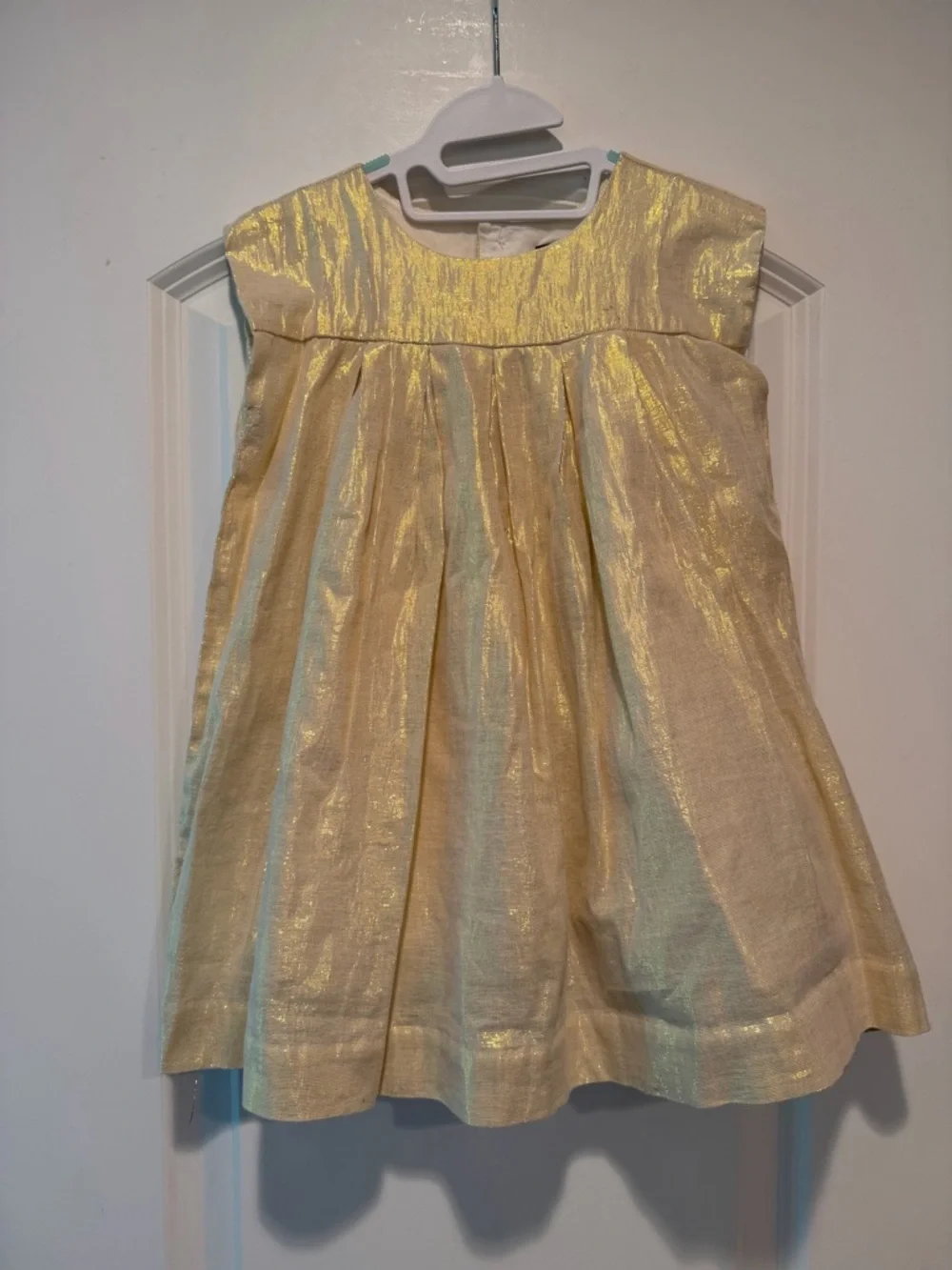 Tea Collection Gold Shimmer Pleated Kids Dress - 3t